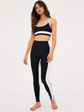 Beach Riot Black & White Side-Stripe High-Waist Leggings